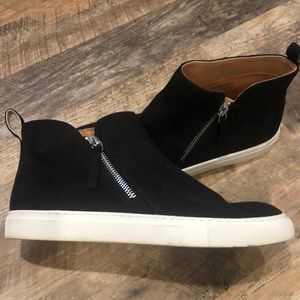 Faux suede zip up ankle sneakers
